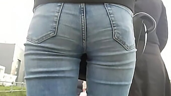 Blue-Jeaned Babes Show Off Their Assets In Public