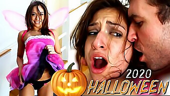 Sara Luvv And James Deen'S Halloween-Themed Rough Sex Session