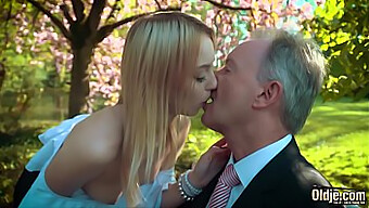 Young Blonde Woman Moaning During Sex With Older Man And Swallowing His Ejaculation